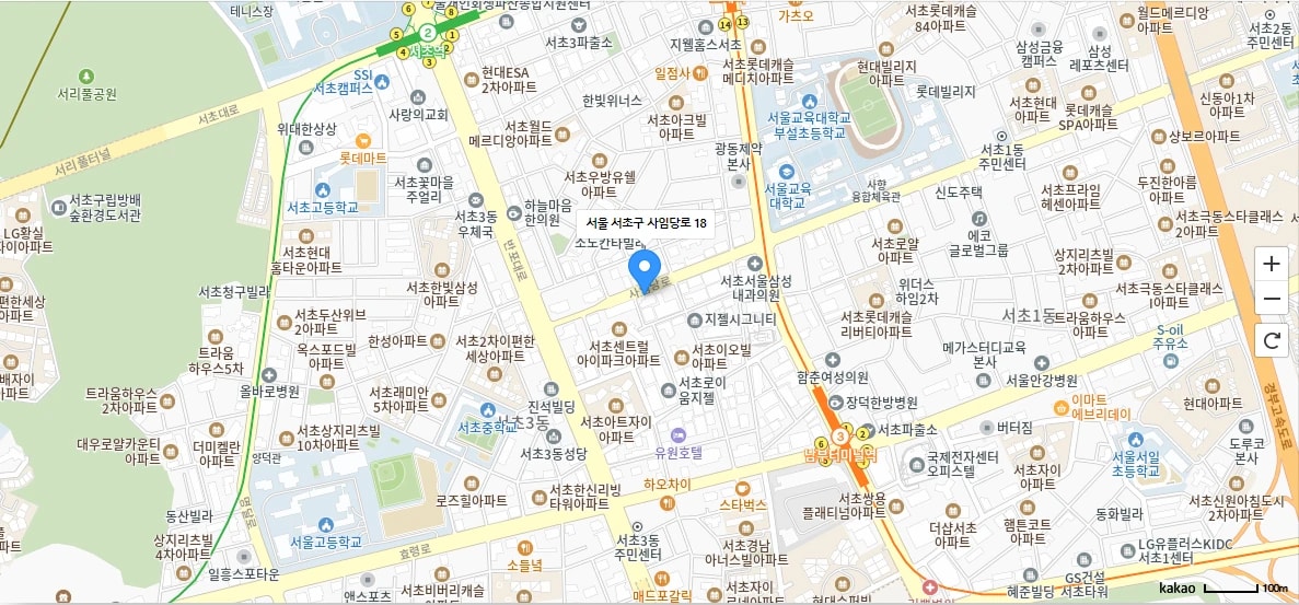 법무법인 로백스 위치 지도 - 서울 서초구 사임당로 18 석오빌딩